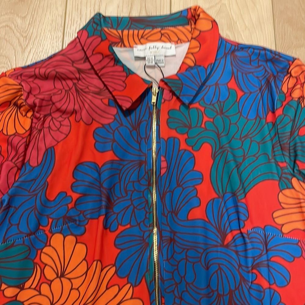 Never Fully Dressed Red Blue Orange Floral Long-Sleeve Mini Dress - Picture 6 of 15
